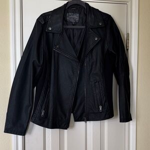 Stylish Black Faux Leather Moto Jacket by Izod